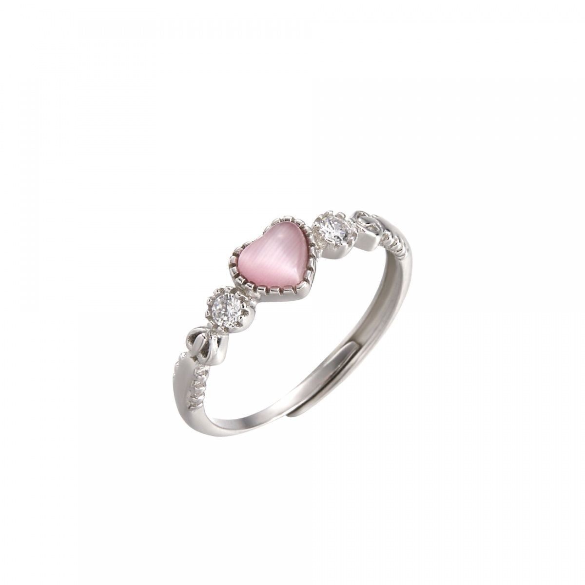 Damen Ring mit herzförmigem Rosenquarz und funkelnden Zirkonia Shop Nory