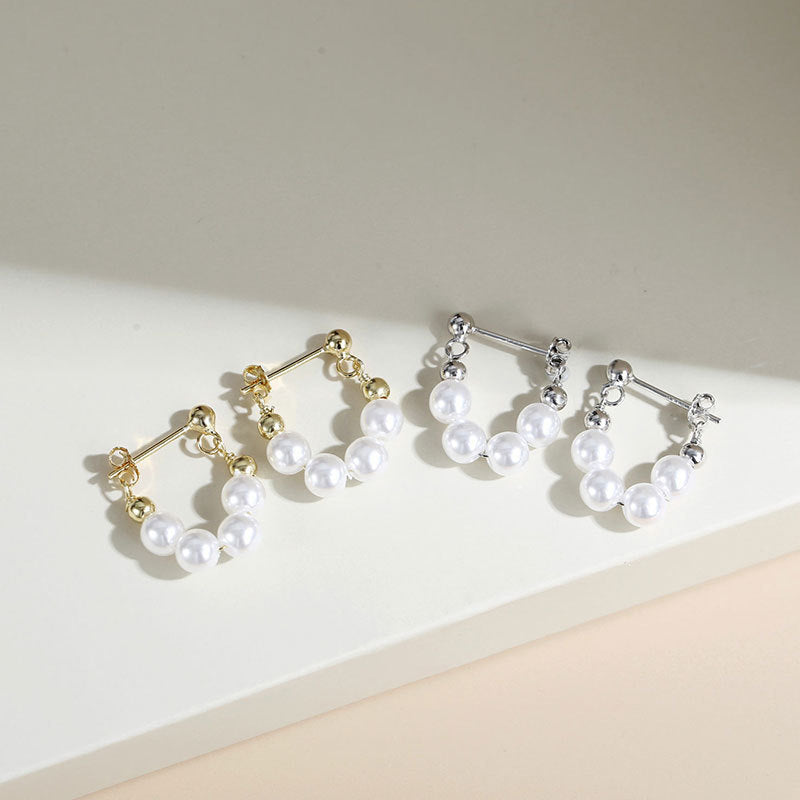Damen Perlenohrringe mit elegantem Silberhoop Shop Nory