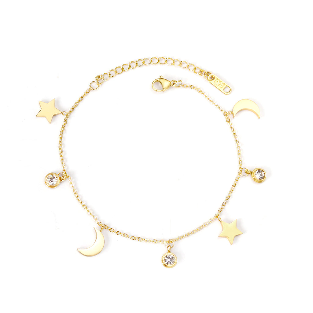 Damen Armband aus rosévergoldetem Edelstahl mit funkelnden Anhängern Shop Nory