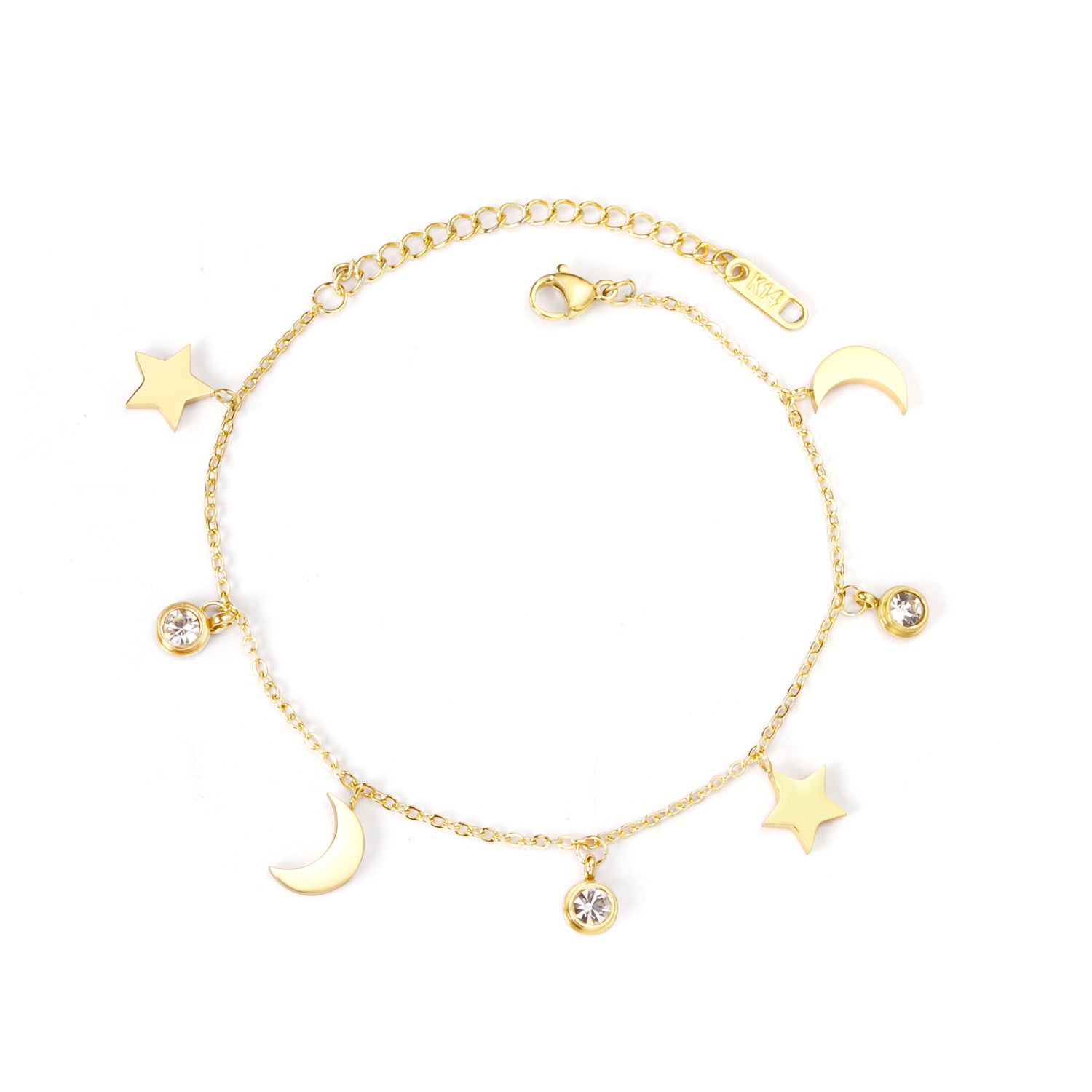 Damen Armband aus rosévergoldetem Edelstahl mit funkelnden Anhängern Shop Nory