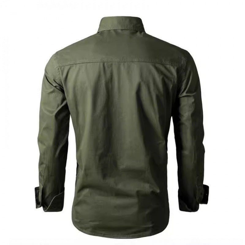 Herren Langarm-Arbeitshemd mit Doppel-Brusttaschen und robustem Twill Shop Nory