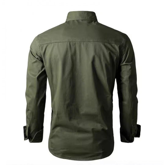 Herren Langarm-Arbeitshemd mit Doppel-Brusttaschen und robustem Twill Shop Nory