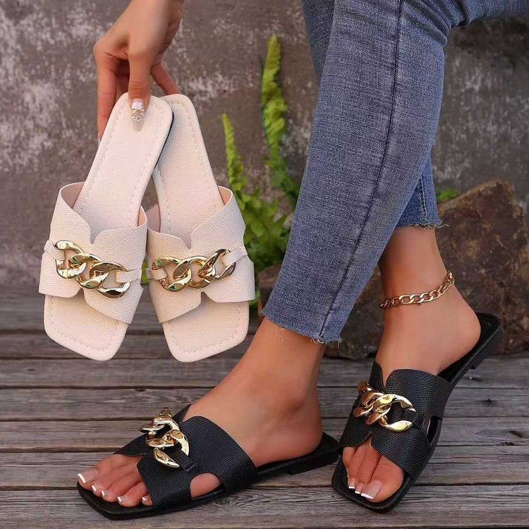 Damen Mules mit elegantem Kettendetail