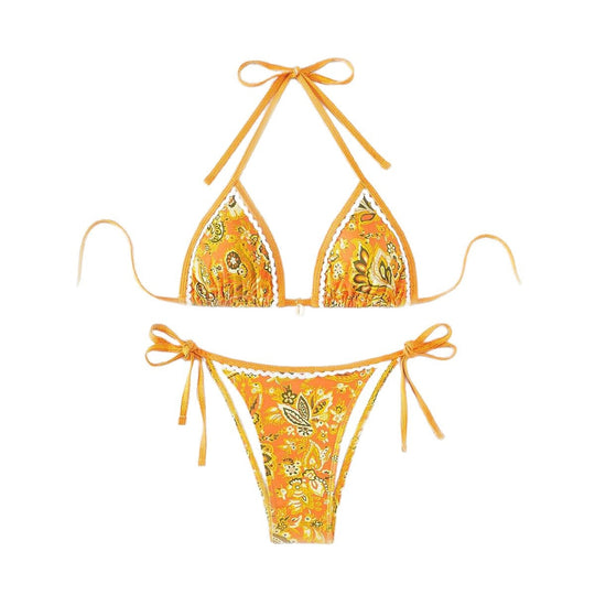 Damen Triangel-Bikini-Set mit verstellbaren BindShopnoryändern und floralem Design