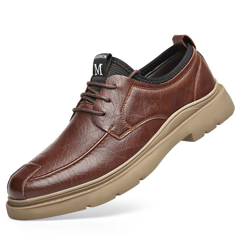 Herren Bequeme Leder Schnürschuhe mit rutschfester Sohle