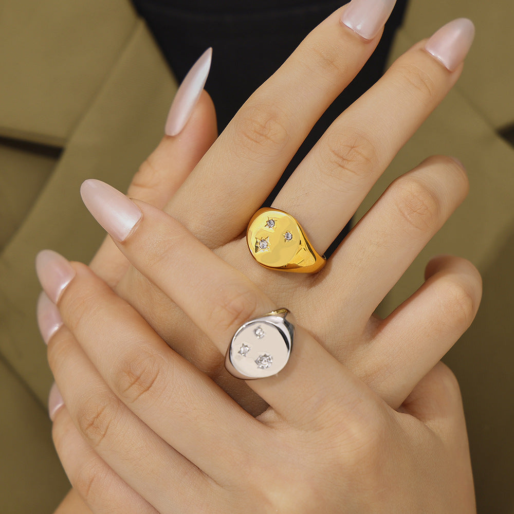 Damenring mit funkelnden tschechischen Diamanten aus Edelstahl Shop Nory