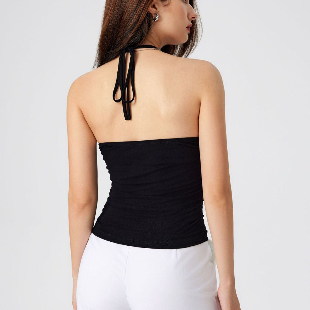 Damen Spitzen- und Jersey-Top mit raffiniertem Ausschnitt und verstellbaren Trägern