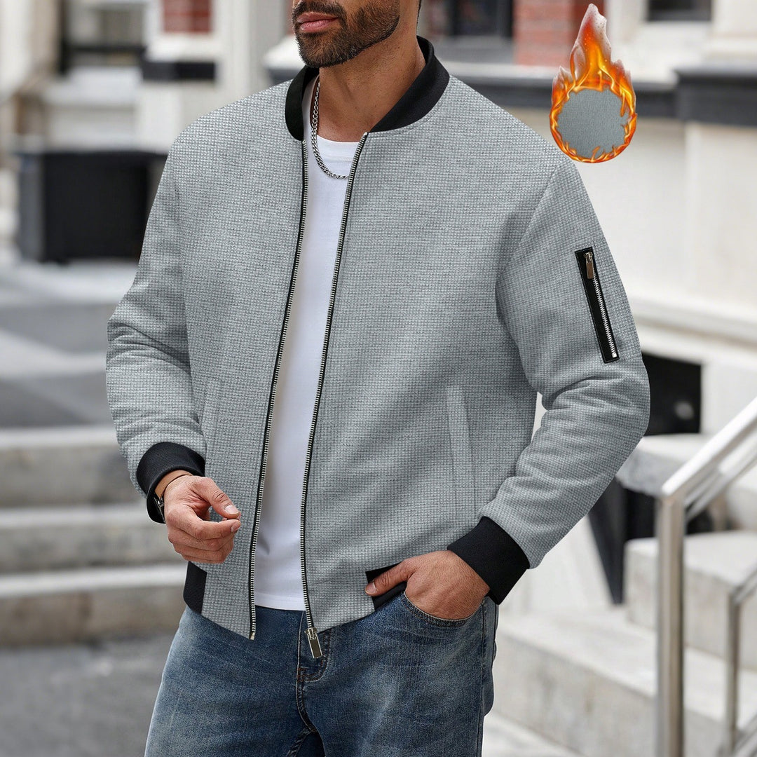 Herren nan leicht wattierte Bomberjacke mit Waffelstruktur, durchgehendem Reißverschluss und Ärmeltasche Shop Nory
