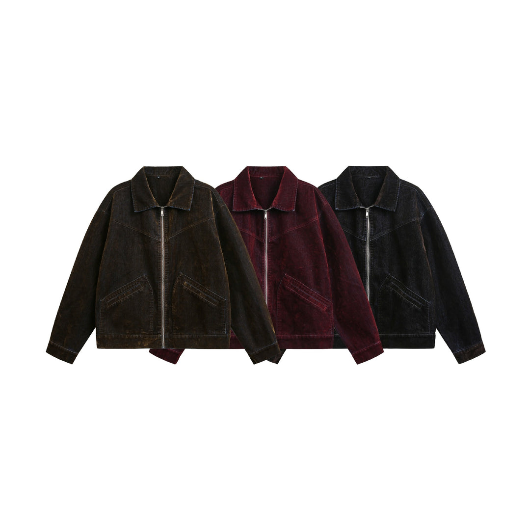 Unisex Boxy-Blousonjacke aus Velours-Suede-Optik mit durchgehendem Reißverschluss und Pattentaschen Shop Nory