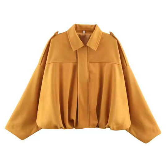 Damen Kurzjacke im Oversize‑Schnitt mit Ballon Saum und Schulterklappen Shop Nory