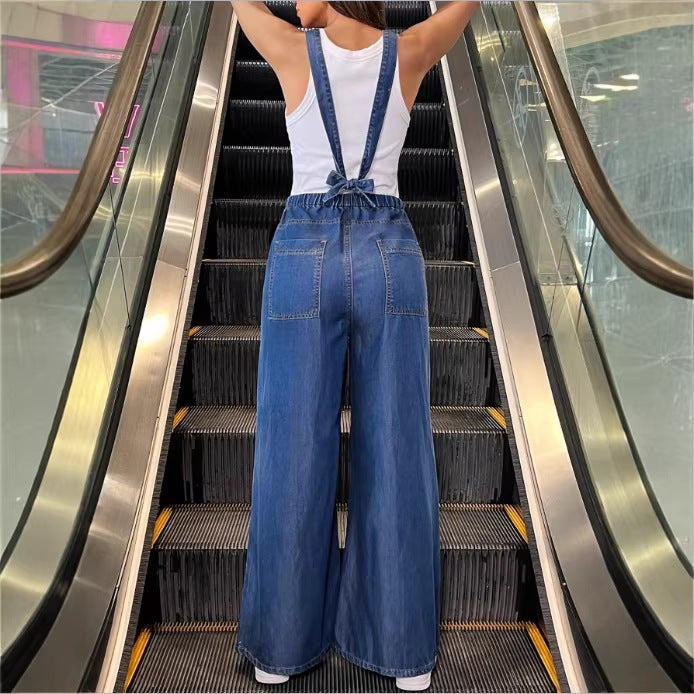 Damen Latzhose im Wide‑Leg-Design mit weiter Beinweite, verstellbaren Trägern und funktionalen Taschen Shop Nory