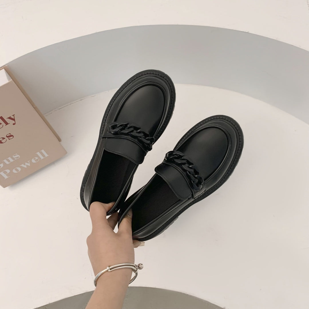 Damen Modische Slip-On-Loafer mit dicker Profilsohle und Kettenapplikation Shop Nory