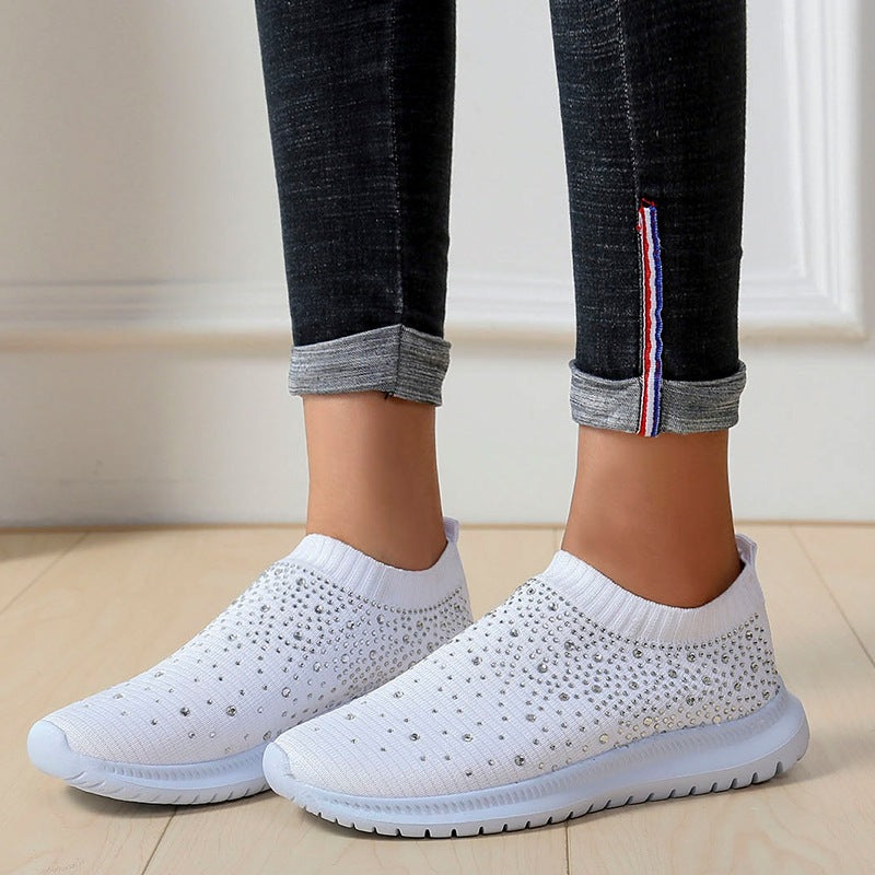 Damen Strick-Slipper-Sneaker mit Strassbesatz und flexibler Komfortsohle Shop Nory