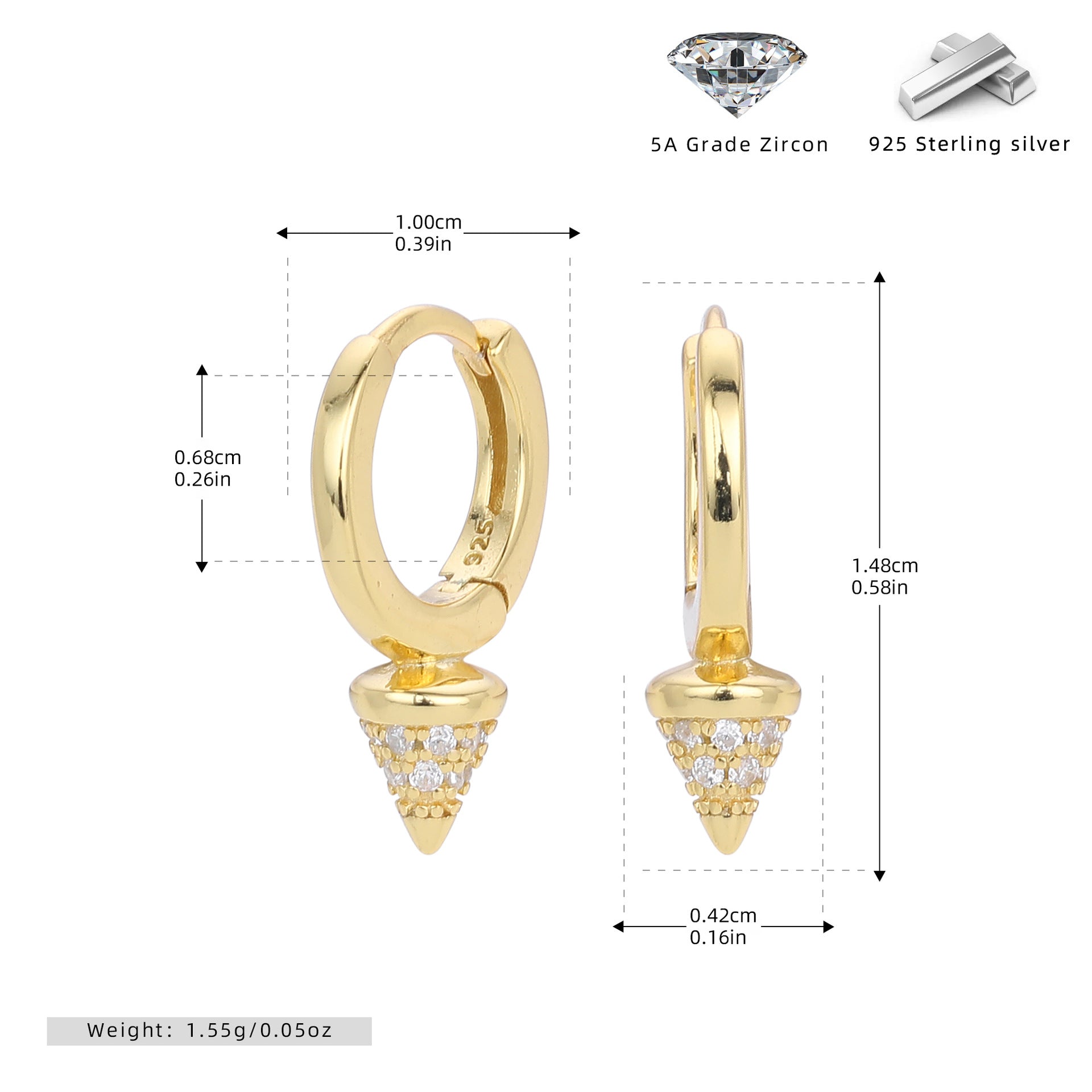 Damen Ohrhänger mit eleganten Zirkon-Spitzen aus 925 Sterling Silber Shop Nory