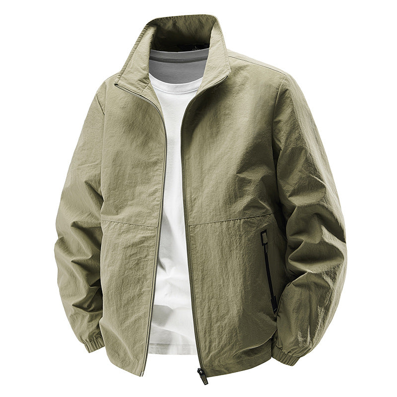 Herren Leichte Wind- und wasserabweisende Freizeitjacke mit Stehkragen und Reißverschlusstaschen Shop Nory
