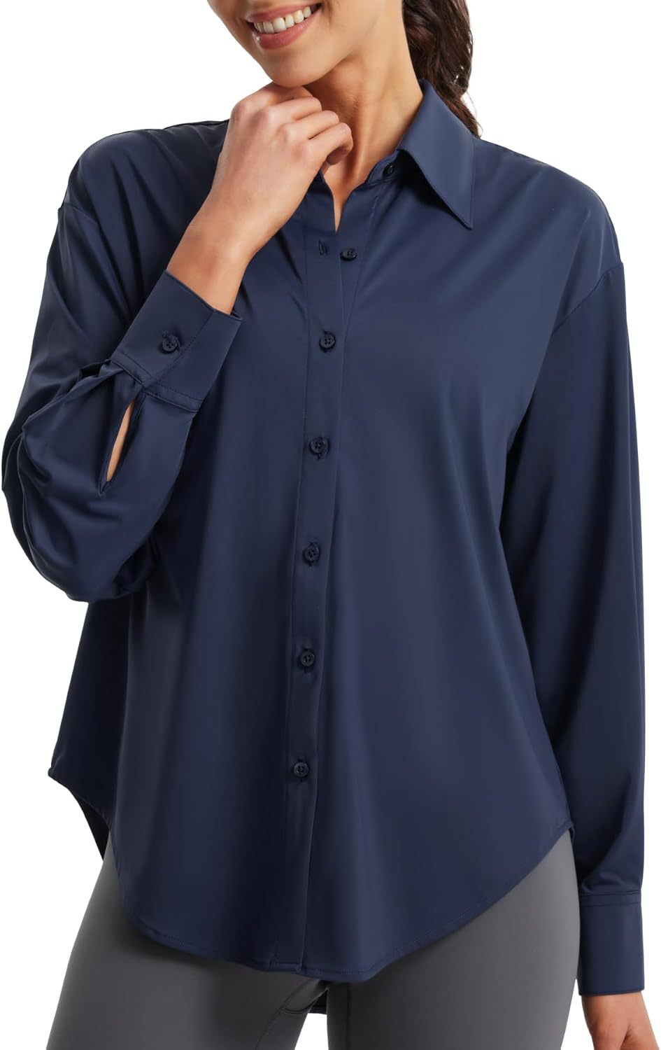 Damen Oversize-Bluse aus Stretch-Mikrofaser mit Hemdblusenkragen Shop Nory