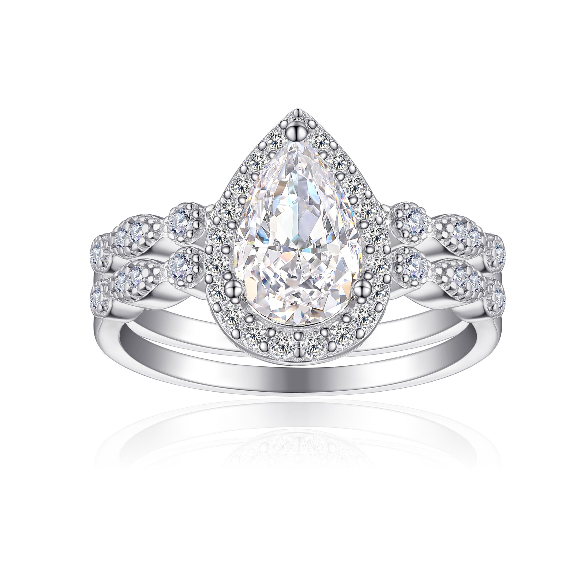 Damen Verlobungsring mit luxuriösem Kristall-Halo und funkelndem Zirkonia-Besatz Shop Nory