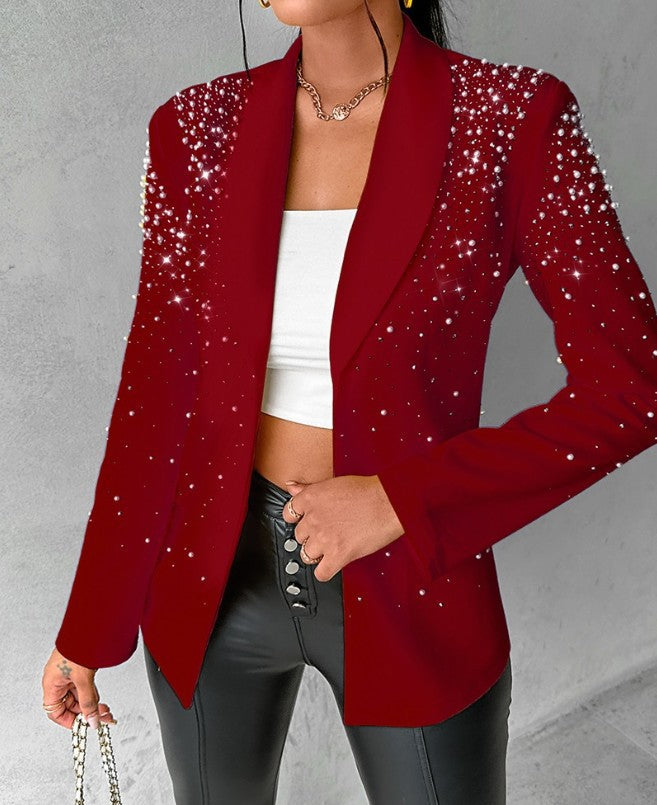 Damen taillierter Abendblazer mit Perlen- und Strassbesatz Shop Nory