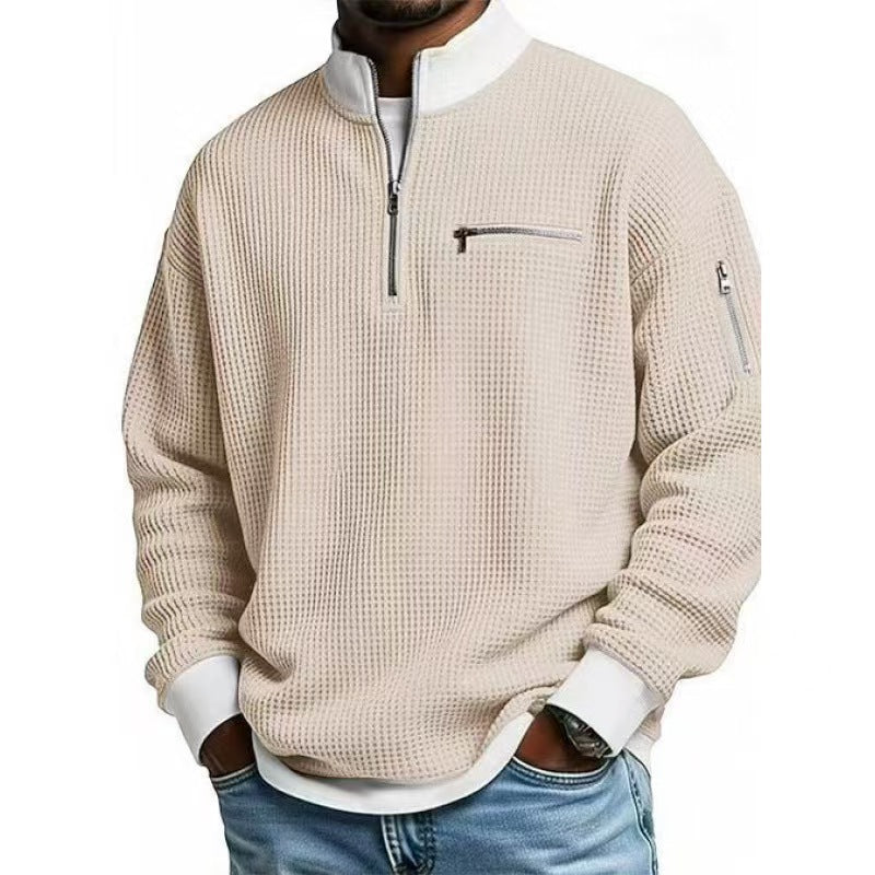 Herren Sweatshirt mit hohem Kragen und praktischem Reißverschluss