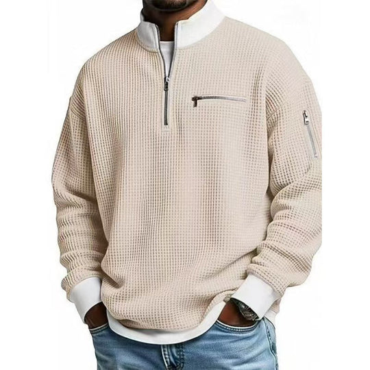 Herren Sweatshirt mit hohem Kragen und praktischem Reißverschluss