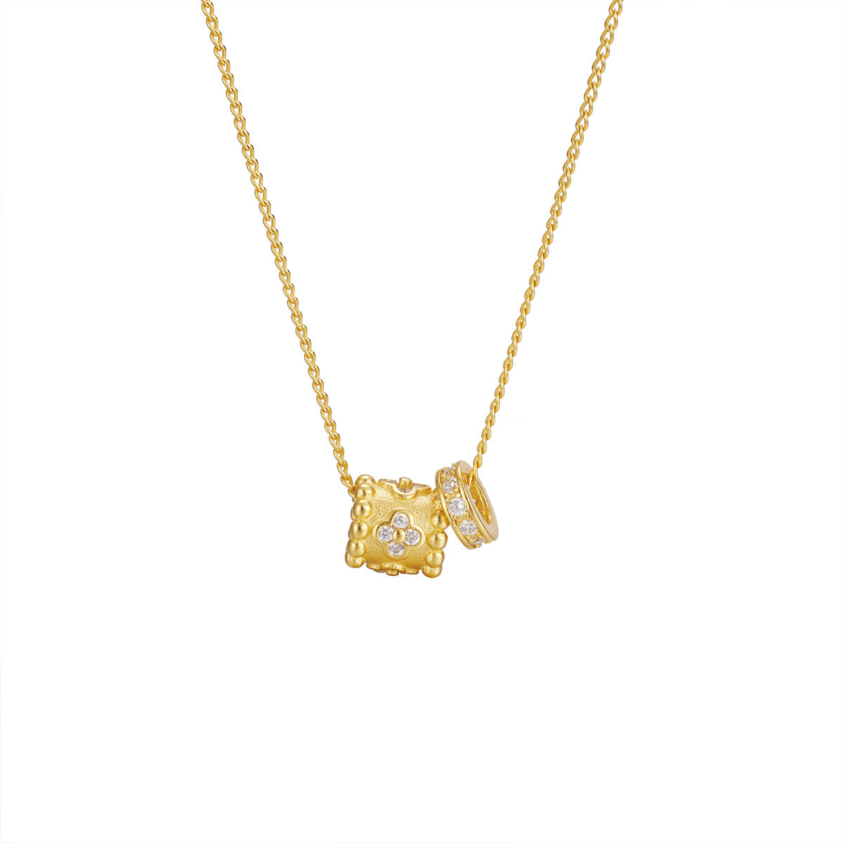 Damen Halskette mit kunstvollen Anhängern und funkelnden Zirkonia Shop Nory