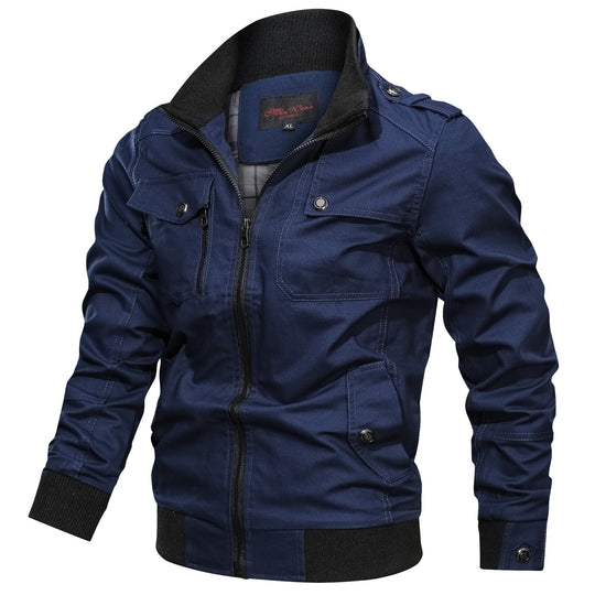 Herren Canvas-Fieldjacke im Bomberstil mit Rippsaum, Stehkragen und Utility-Taschen Shop Nory