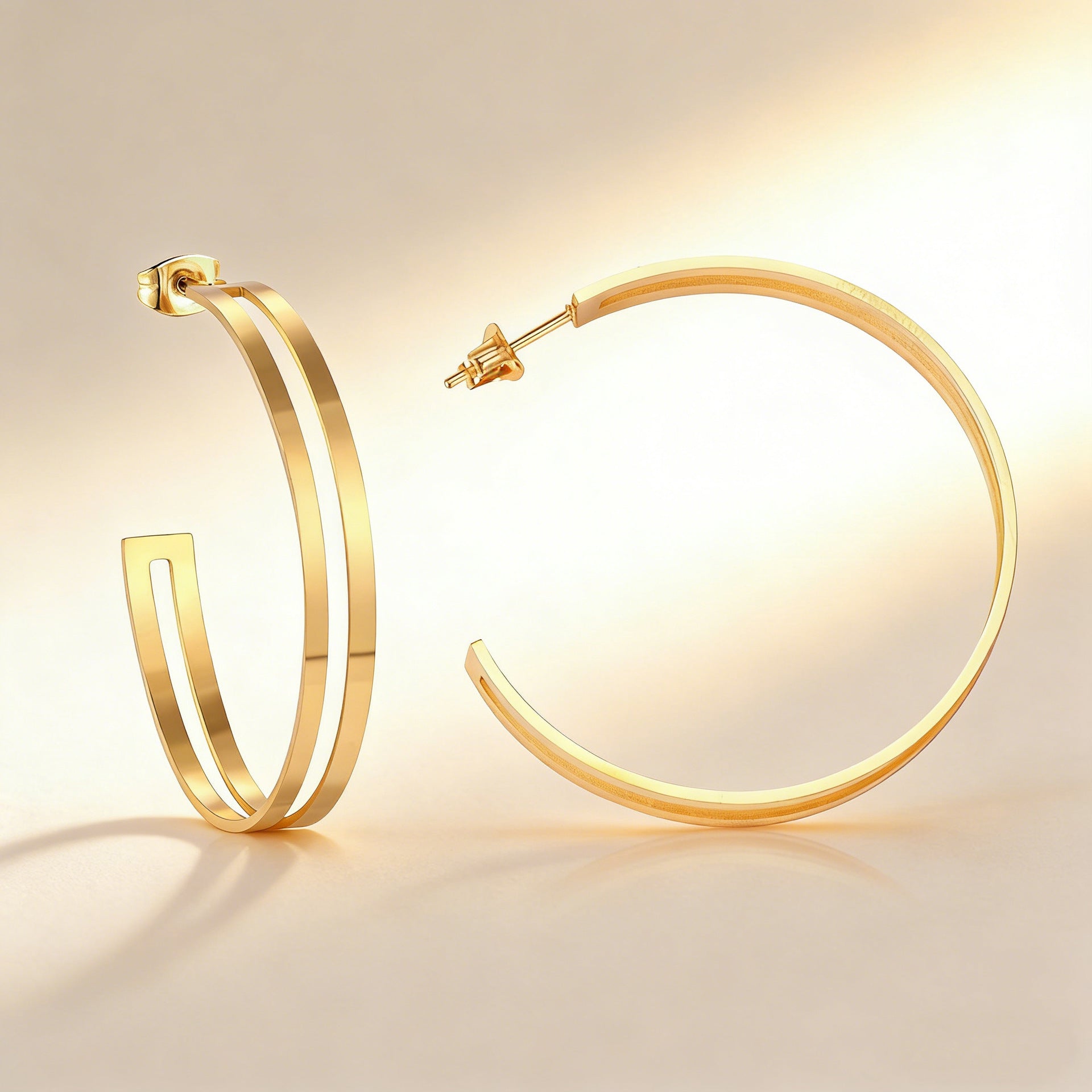 Damen elegante Creolen aus hochwertigem Edelstahl mit goldplattierter Oberfläche Shop Nory