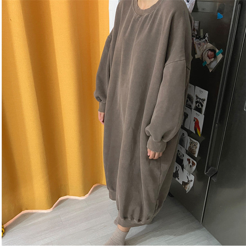 Damen Oversize-Ballon-Sweatkleid mit Raglanärmeln und gerundetem Saum Shop Nory