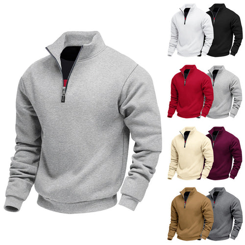 Herren Sweatpullover mit halbem Reißverschluss und atmungsaktiver Struktur