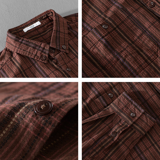 Herren Kariertes Flanell-Overshirt mit Button-Down-Kragen und aufgesetzten Brusttaschen Shop Nory