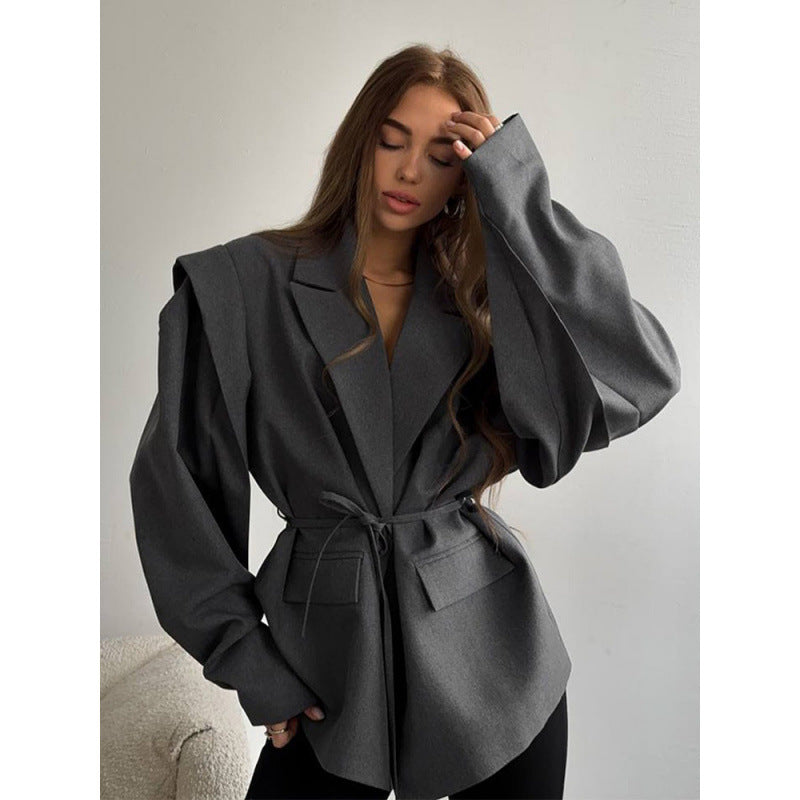 Damen eleganter Oversized-Blazer mit Gürteldetail