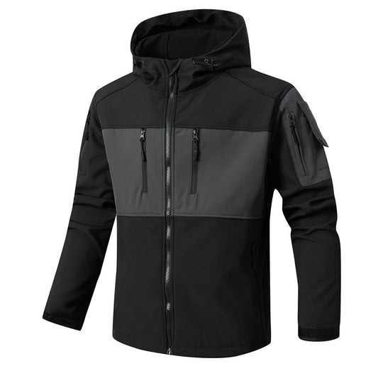 Herren Softshell-Tactical Jacke mit Fleece-Innenfutter, Kapuze und Multifunktionstaschen Shop Nory