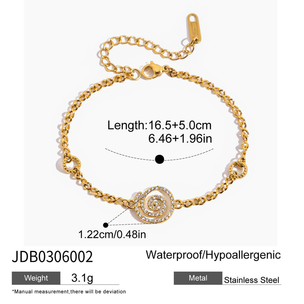Damen Armband mit spiralförmigem Zirkonia-Anhänger aus hypoallergenem Edelstahl Shop Nory
