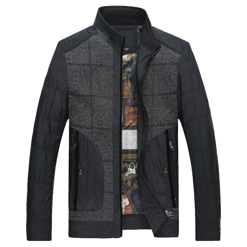 Herren Stepp- und Strickmix-Freizeitjacke mit Stehkragen und gemustertem Innenfutter Shop Nory