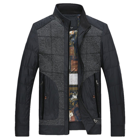Herren Stepp- und Strickmix-Freizeitjacke mit Stehkragen und gemustertem Innenfutter Shop Nory