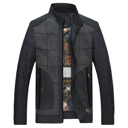Herren Stepp- und Strickmix-Freizeitjacke mit Stehkragen und gemustertem Innenfutter Shop Nory
