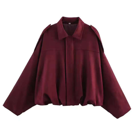 Damen Kurzjacke im Oversize‑Schnitt mit Ballon Saum und Schulterklappen Shop Nory