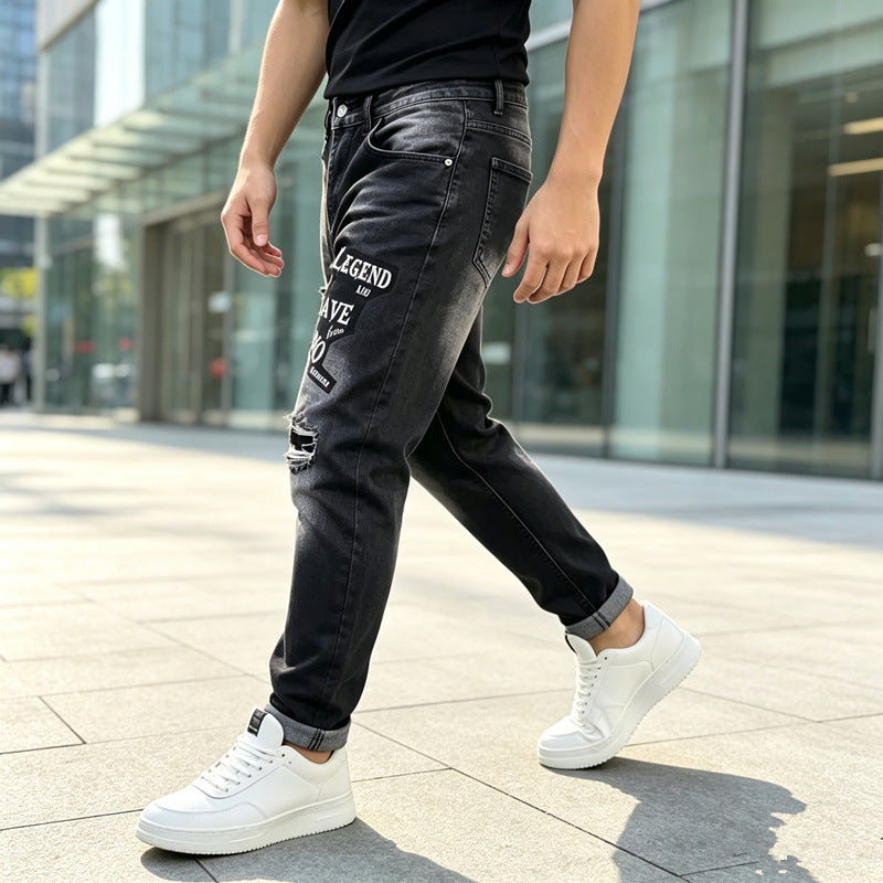Herren Modische Ripped Jeans mit grafischen Prints Shop Nory