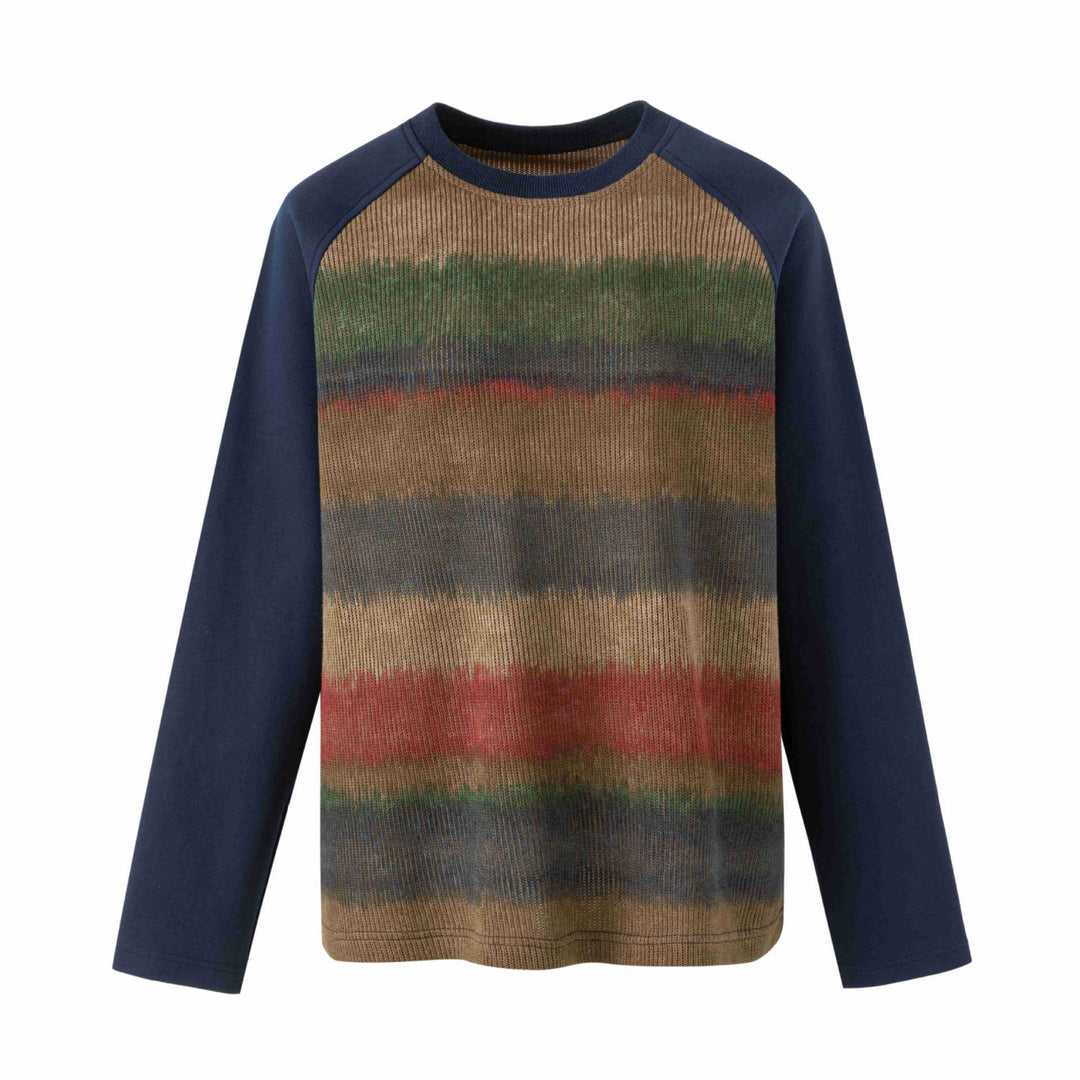 Herren Rundhalspullover mit Raglanärmeln und melierter Strickfront Shop Nory
