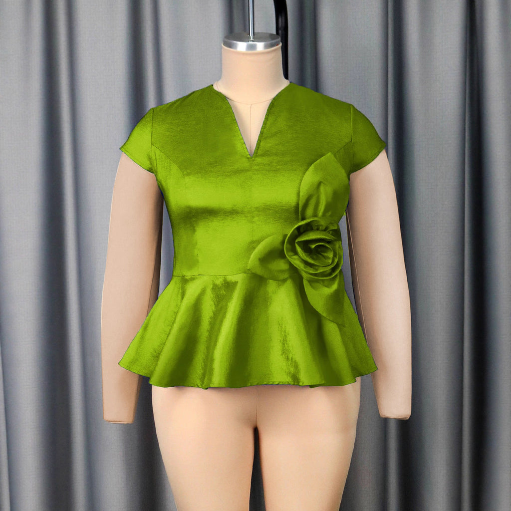 Damen elegantes Peplum-Oberteil mit floralem Detail Shopnory