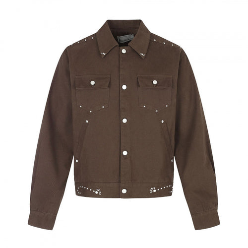 Herren Kurz geschnittene Canvas-Blousonjacke mit Nietenbesatz und Pattentaschen Shop Nory