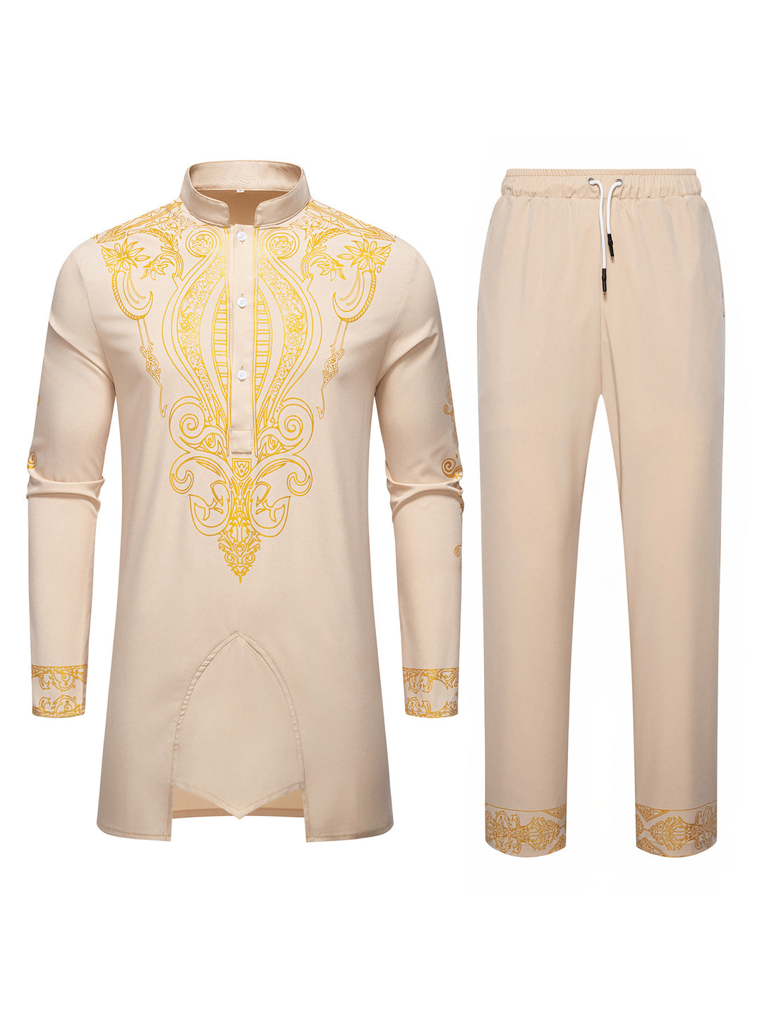 Herren Tunika Anzug mit Stehkragen und ornamentaler Goldapplikation Shop Nory