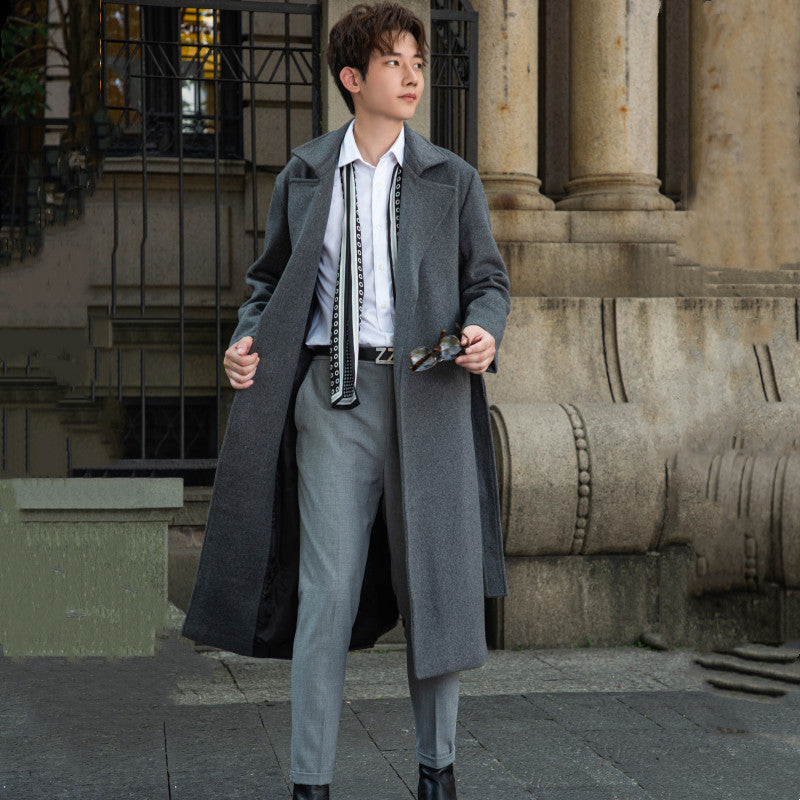 Herren Maxilanger Wollmix-Übermantel mit minimalistischer Silhouette und verdeckter Knopfleiste Shop Nory