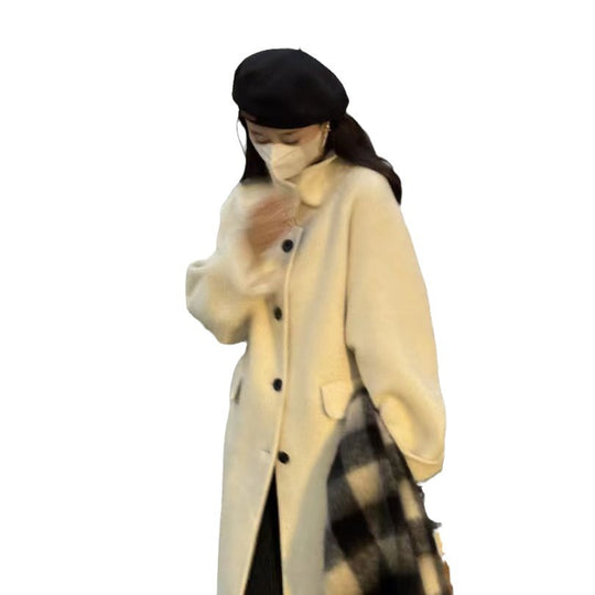 Damen Oversize Wollmix Mantel knielang mit verdeckter Knopfleiste und lässiger Schulterlinie Shop Nory