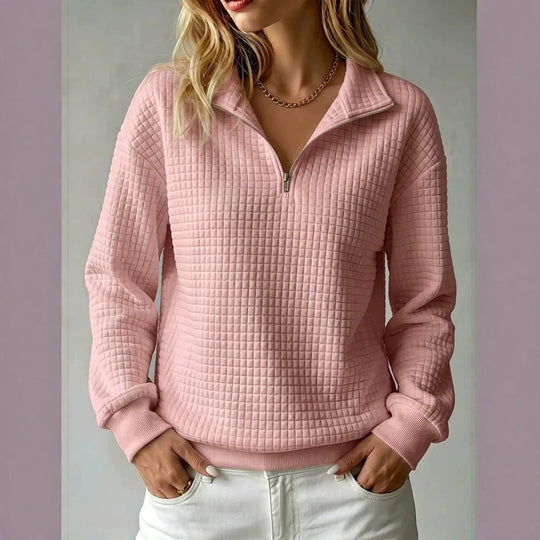 Damen Stepp-Fleece-Pullover mit halbem Reißverschluss und Stehkragen Shop Nory