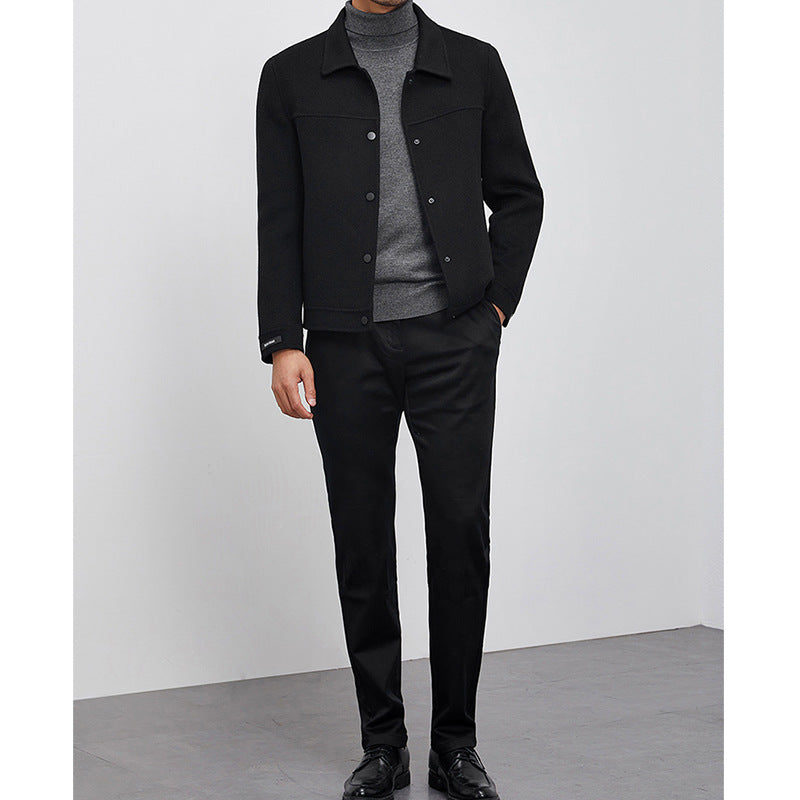 Herren Kastenförmige Wollmix-Blousonjacke mit verdeckter Druckknopfblende und Eingrifftaschen Shop Nory