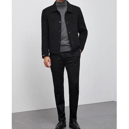 Herren Kastenförmige Wollmix-Blousonjacke mit verdeckter Druckknopfblende und Eingrifftaschen Shop Nory