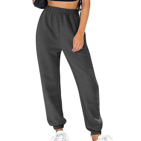 Damen Waffelstrick-Jogginghose mit hoher Taille und elastischen Bündchen Shop Nory