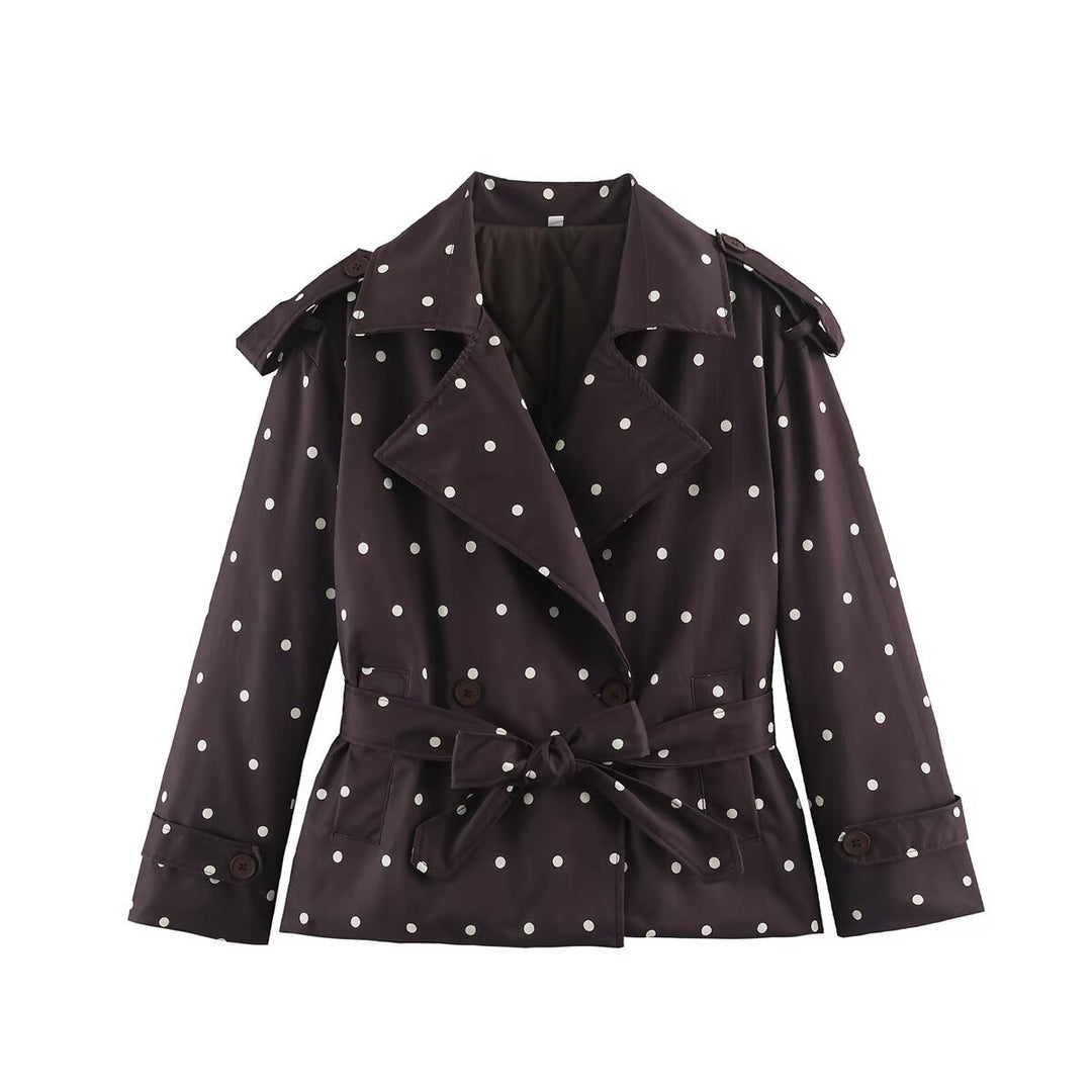 Damen Kurztrenchjacke im Karo-Look mit Taillengurt, Schulterriegeln und gesteppter Innenfütterung Shop Nory