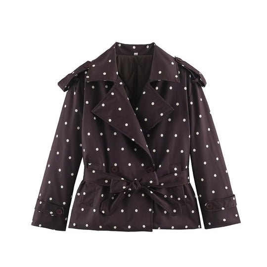 Damen Kurztrenchjacke im Karo-Look mit Taillengurt, Schulterriegeln und gesteppter Innenfütterung Shop Nory